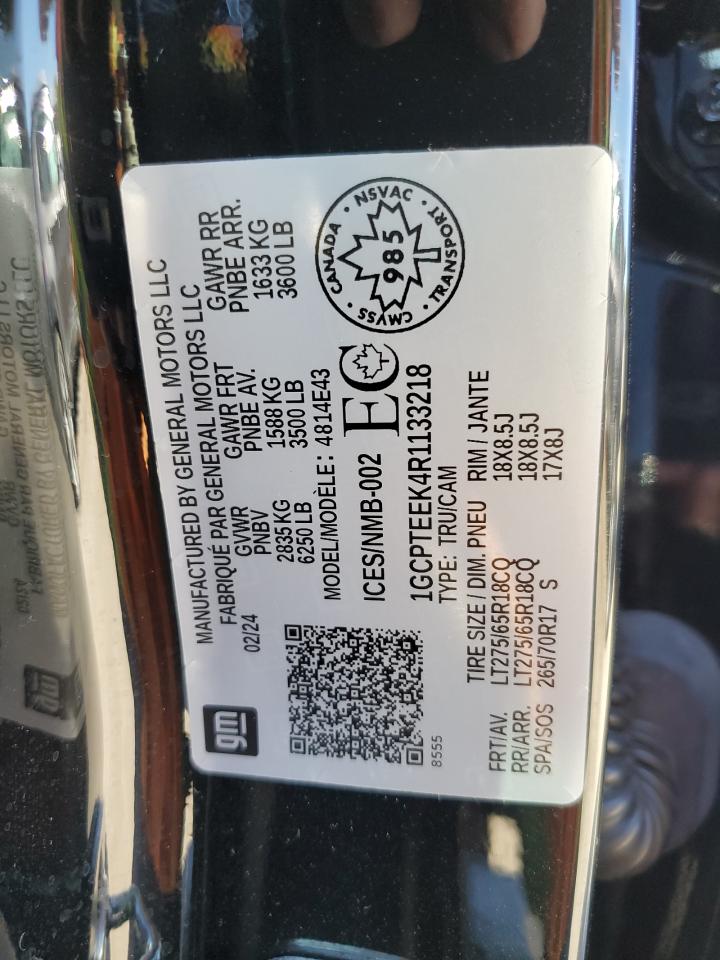 2024 Chevrolet Colorado Trail Boss VIN: 1GCPTEEK4R1133218 Lot: 85085165