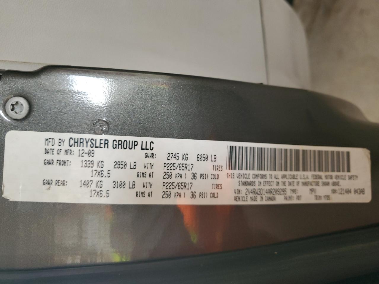 2010 Volkswagen Routan Se VIN: 2V4RW3D14AR209295 Lot: 89737115
