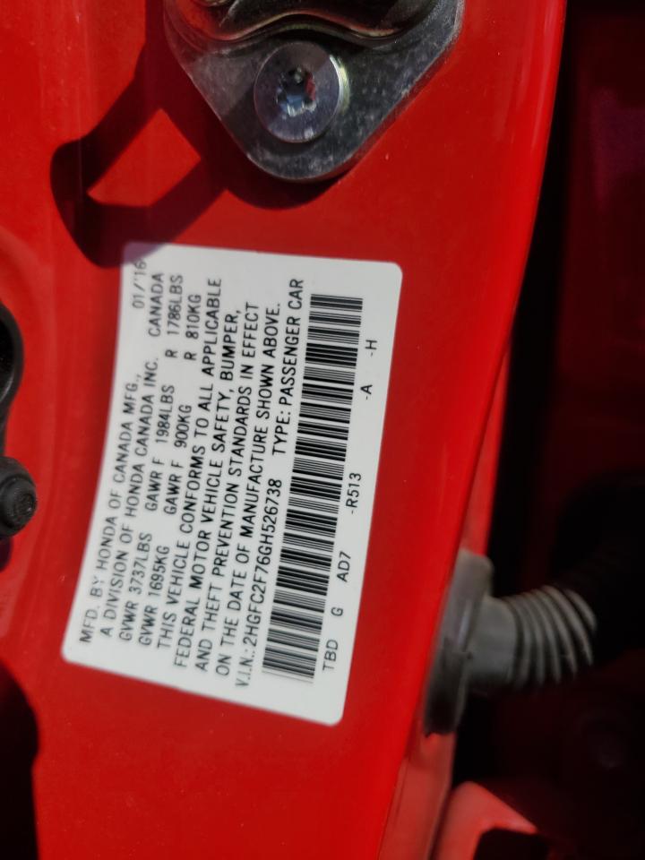 2016 Honda Civic Ex VIN: 2HGFC2F76GH526738 Lot: 85494105