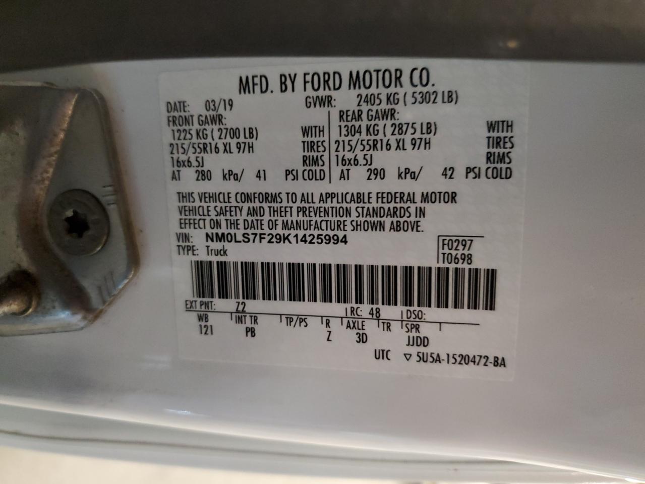 2019 Ford Transit Connect Xlt VIN: NM0LS7F29K1425994 Lot: 81878035