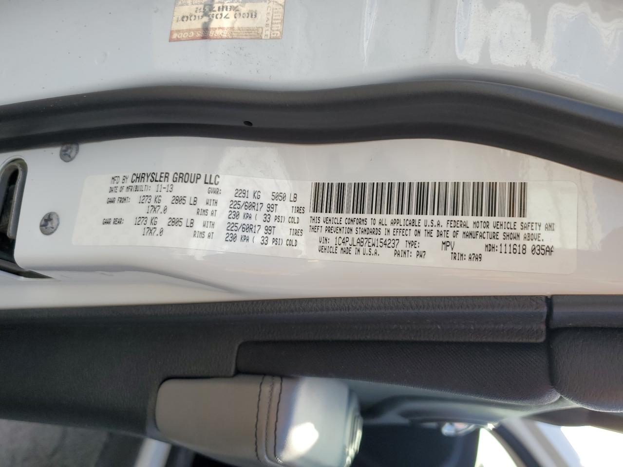 2014 Jeep Cherokee Sport VIN: 1C4PJLAB7EW154237 Lot: 85137935