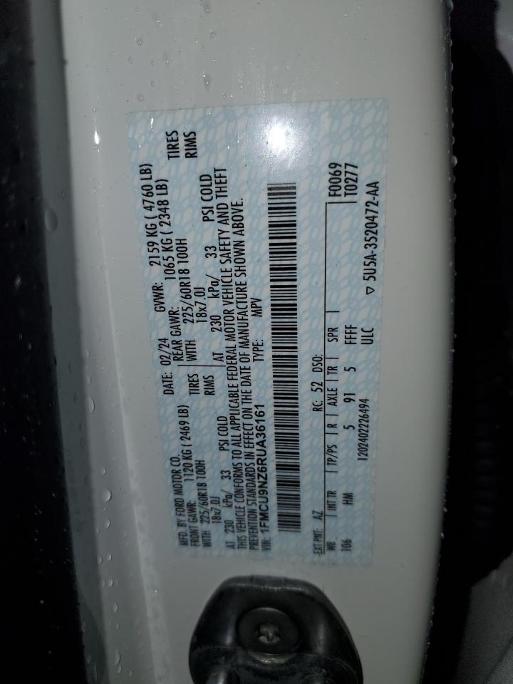 2024 Ford Escape St Line Select VIN: 1FMCU9NZ6RUA36161 Lot: 85087215