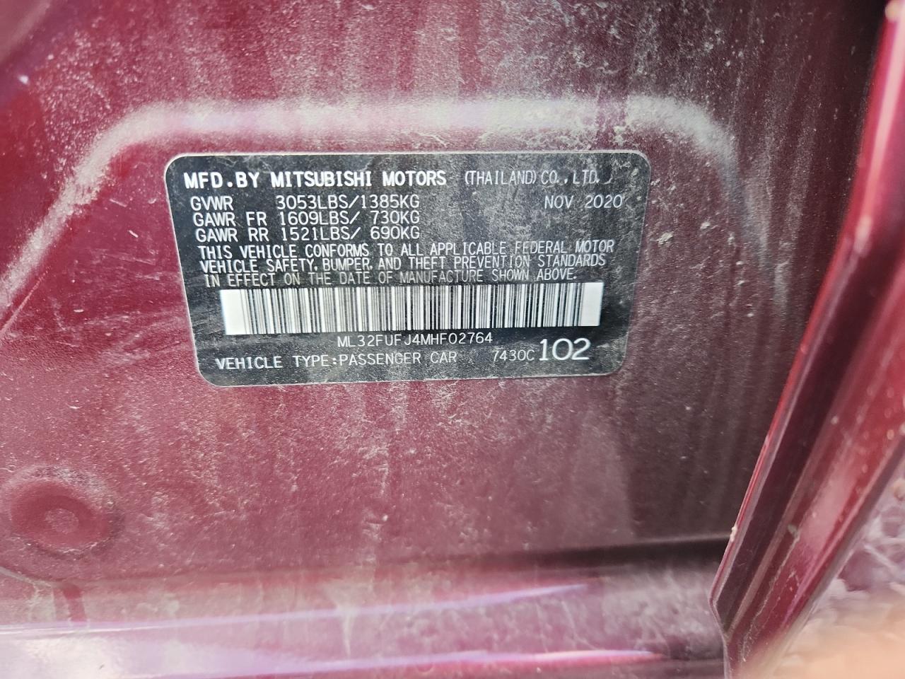 2021 Mitsubishi Mirage G4 Es VIN: ML32FUFJ4MHF02764 Lot: 90487075