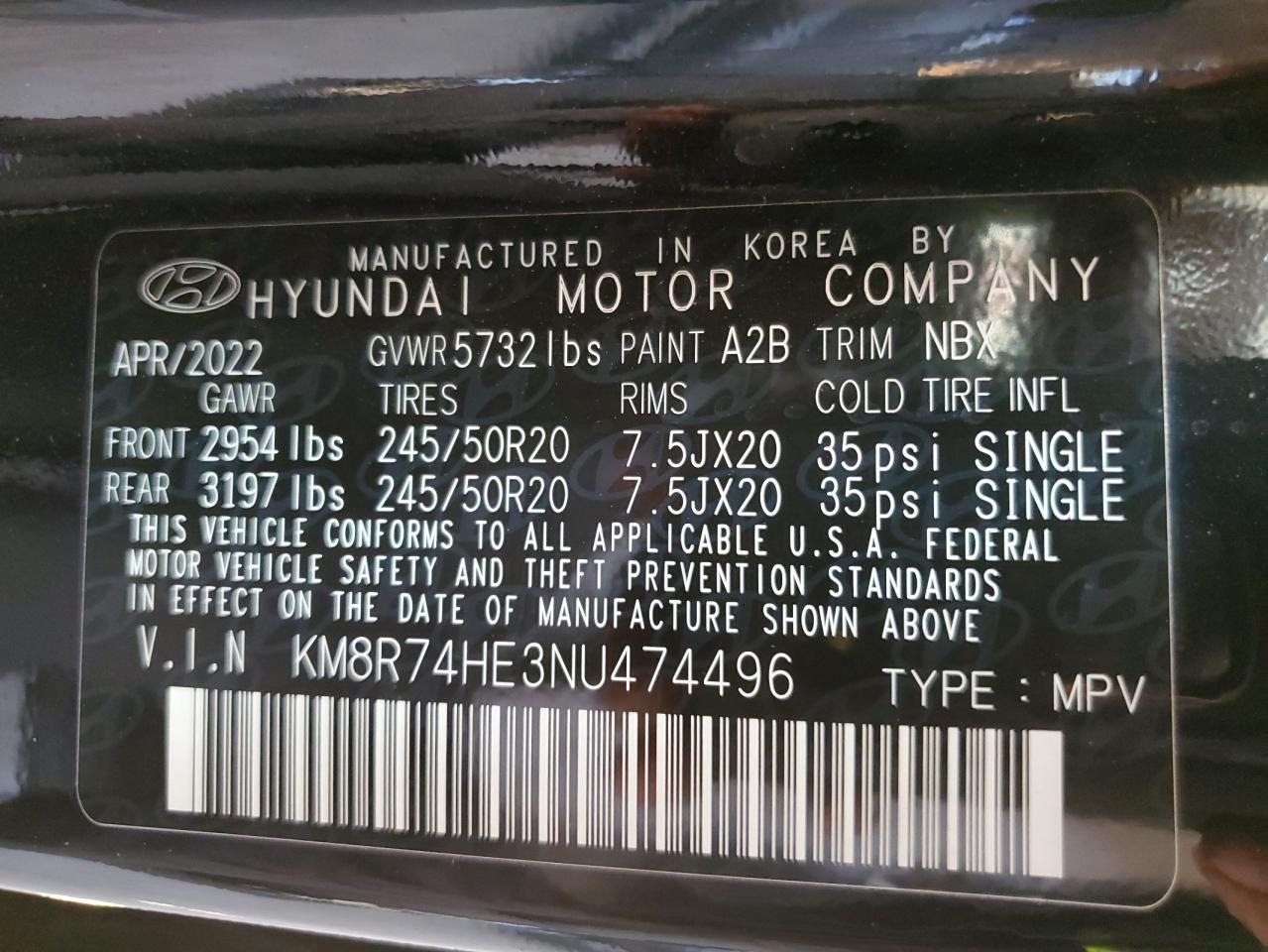 2022 Hyundai Palisade Calligraphy VIN: KM8R74HE3NU474496 Lot: 83769385