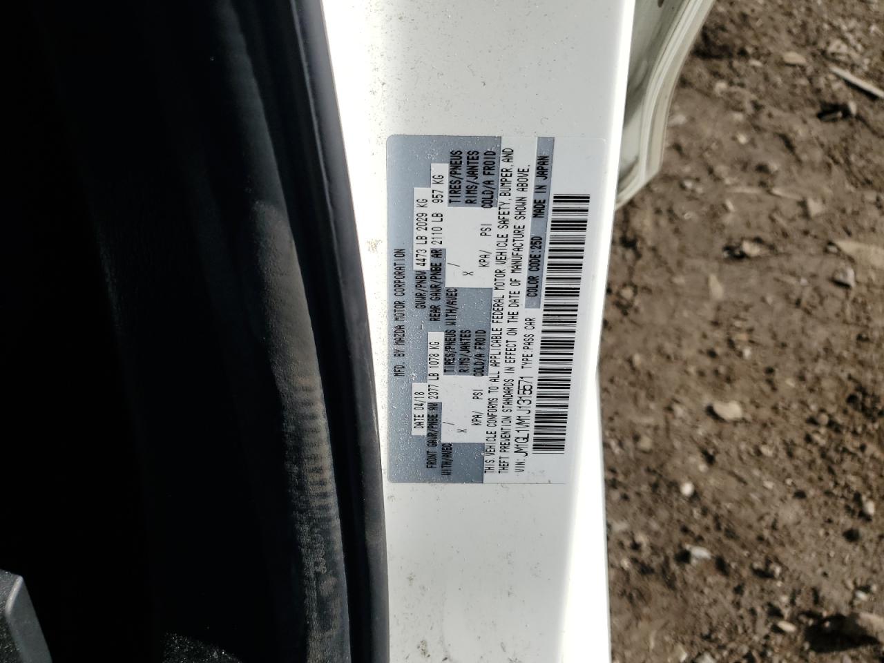 2018 Mazda 6 Touring VIN: JM1GL1VM1J1315571 Lot: 85574115