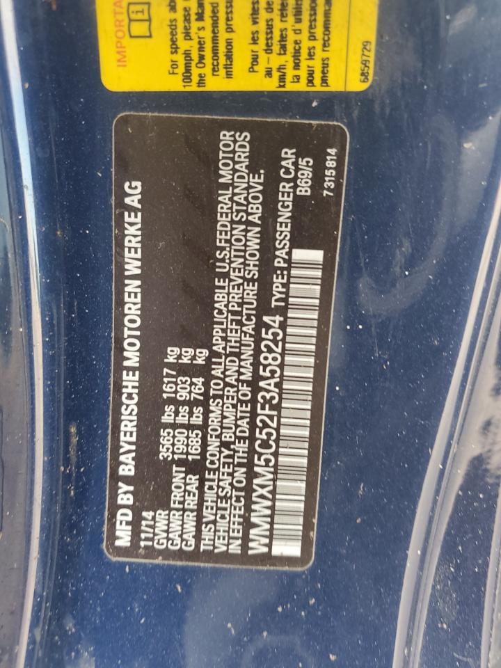 2015 Mini Cooper VIN: WMWXM5C52F3A58254 Lot: 70826755