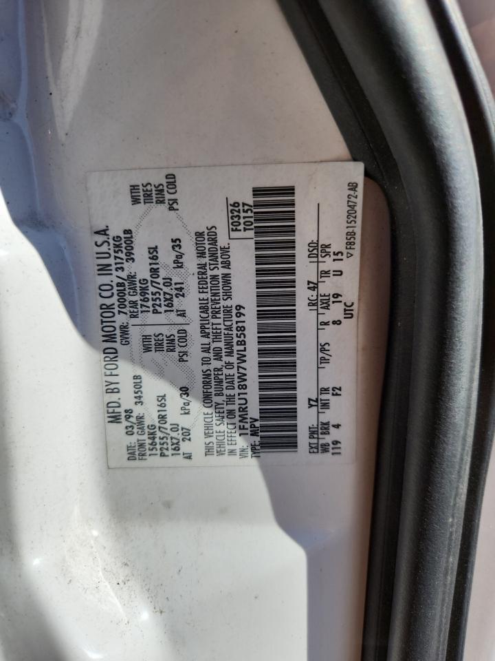 1998 Ford Expedition VIN: 1FMRU18W7WLB58199 Lot: 81983865