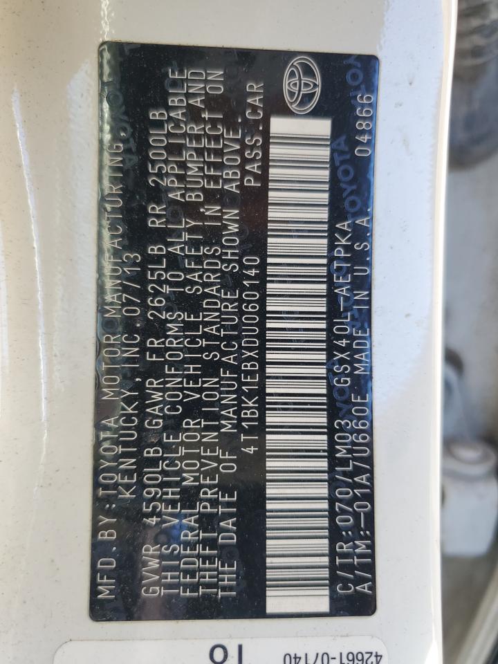 2013 Toyota Avalon Base VIN: 4T1BK1EBXDU060140 Lot: 85767545