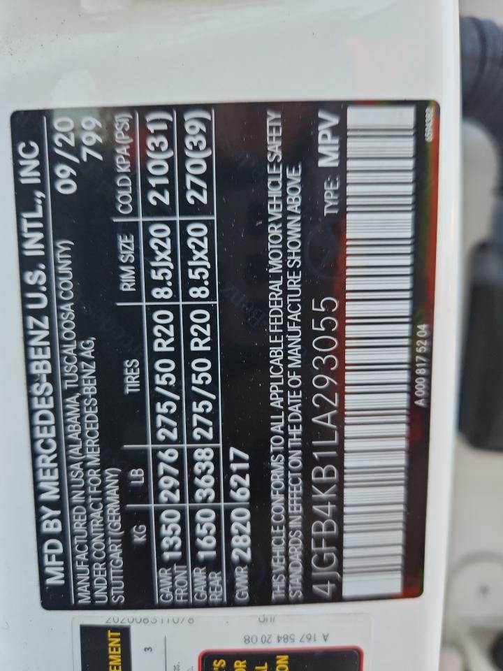 2020 Mercedes-Benz Gle 350 4Matic VIN: 4JGFB4KB1LA293055 Lot: 82771685