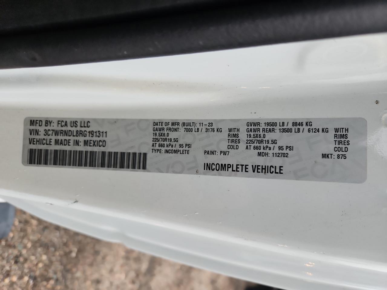 2024 Ram 5500 VIN: 3C7WRNDL8RG191311 Lot: 81098595