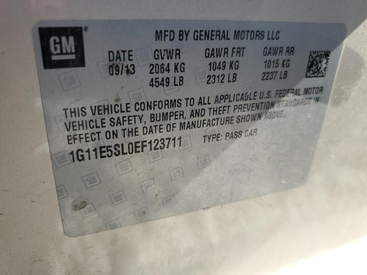 2014 Chevrolet Malibu 2Lt VIN: 1G11E5SL0EF123711 Lot: 84779175