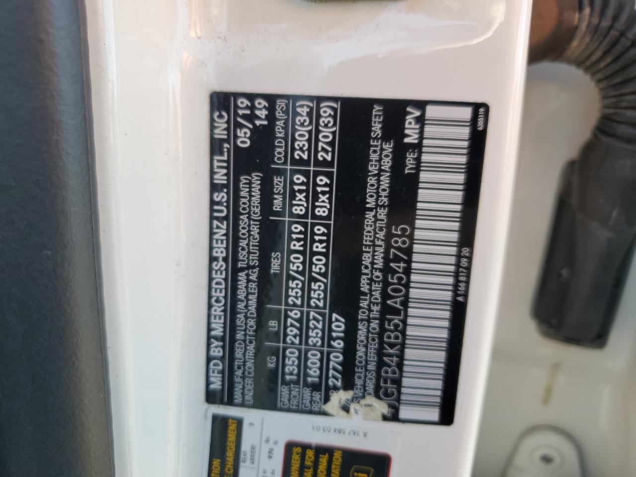 2020 Mercedes-Benz Gle 350 4Matic VIN: 4JGFB4KB5LA054785 Lot: 86334415