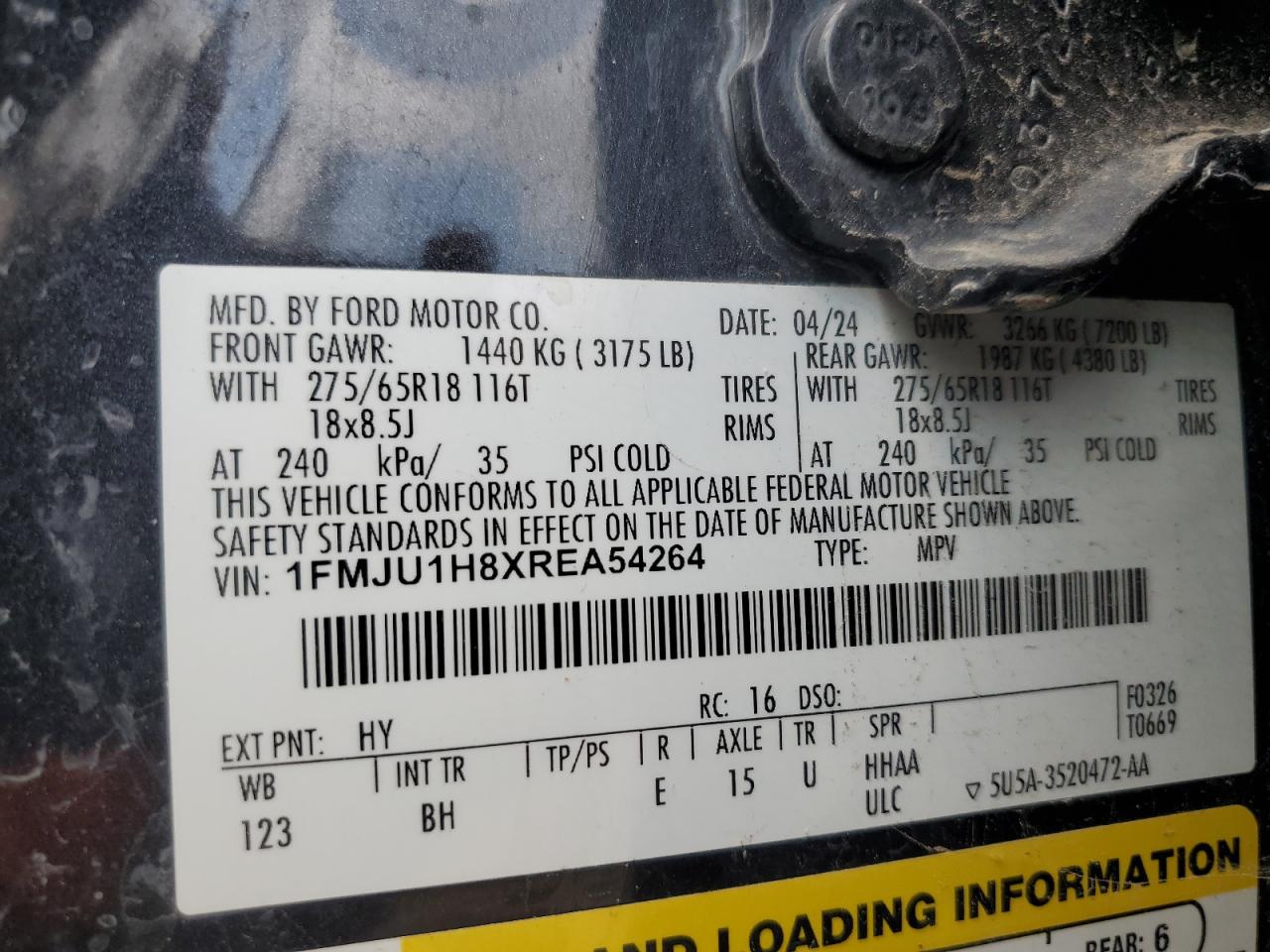 2024 Ford Expedition Xlt VIN: 1FMJU1H8XREA54264 Lot: 89475415