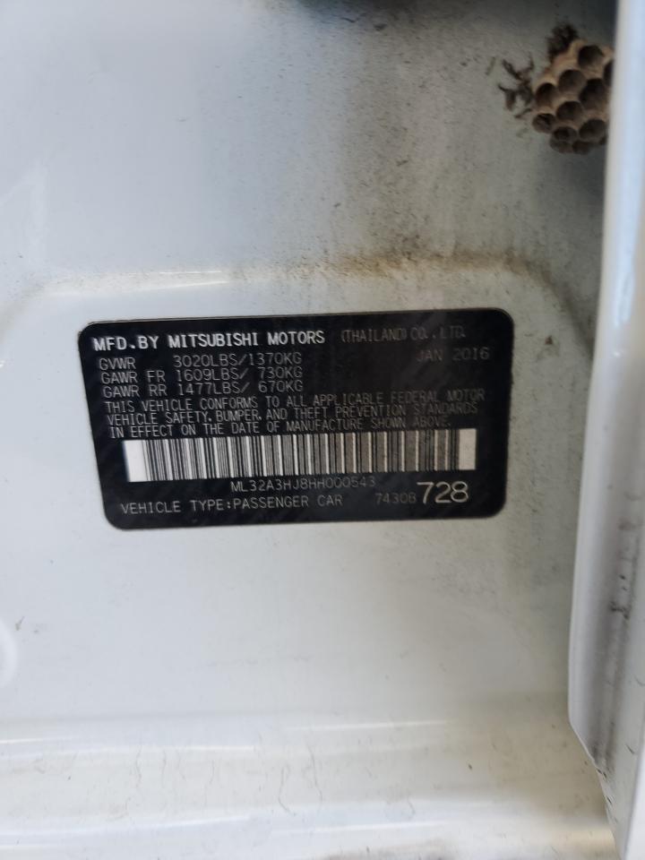 2017 Mitsubishi Mirage Es VIN: ML32A3HJ8HH000543 Lot: 87076335