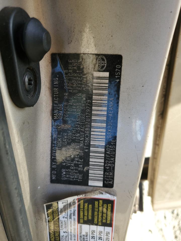 2007 Toyota Avalon Xl VIN: 4T1BK36B07U179779 Lot: 82494055