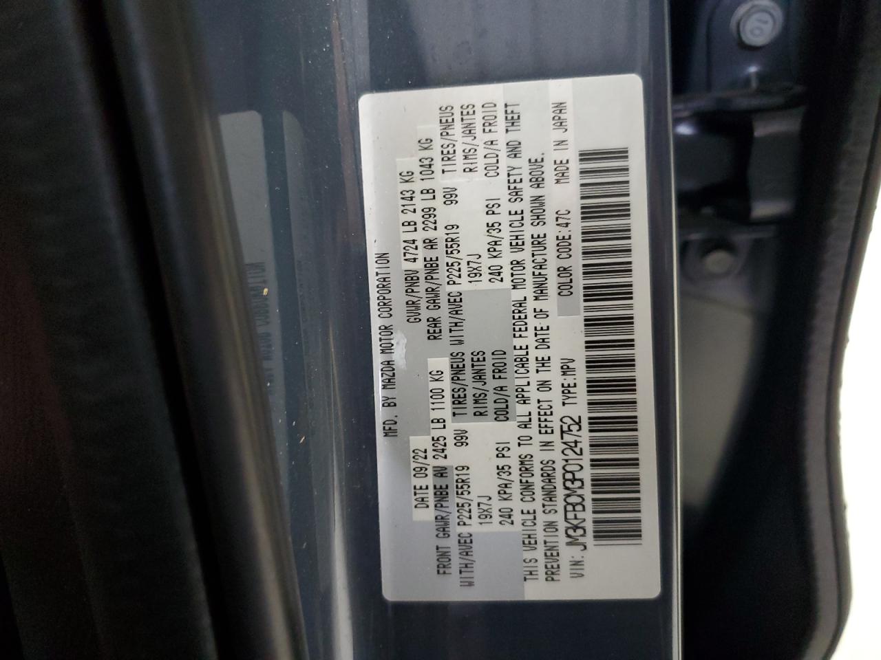 2023 Mazda Cx-5 Preferred VIN: JM3KFBCM3P0124752 Lot: 89932975