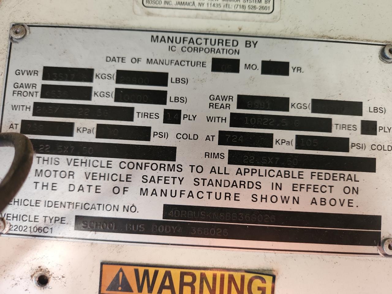 2011 Ic Corporation Ce Series School - School Bus VIN: 4DRBUSKN8BB368026 Lot: 86341575