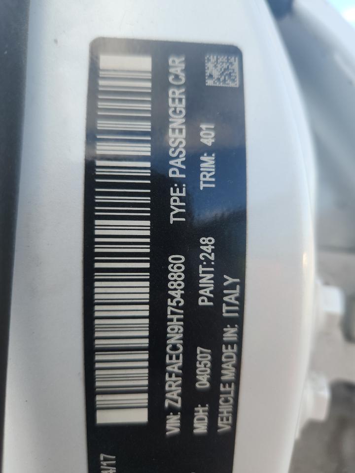 2017 Alfa Romeo Giulia Ti VIN: ZARFAECN9H7548860 Lot: 86844165