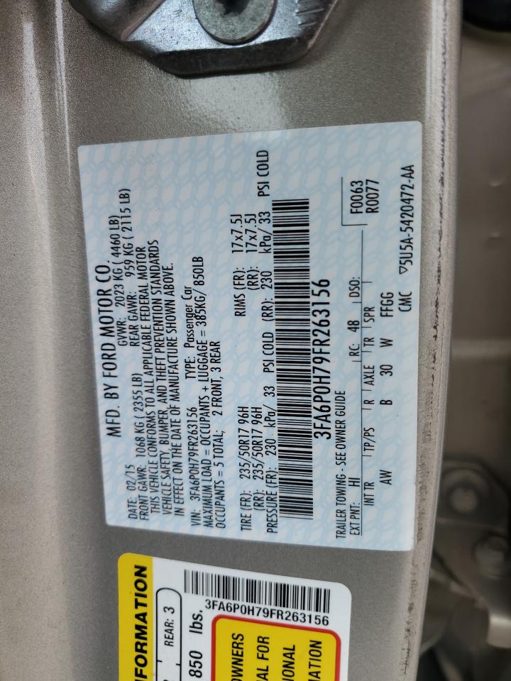 2015 Ford Fusion Se VIN: 3FA6P0H79FR263156 Lot: 85913055