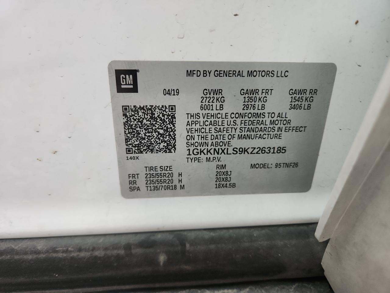 2019 GMC Acadia Denali VIN: 1GKKNXLS9KZ263185 Lot: 90516005