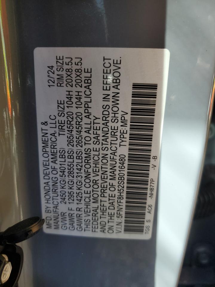2025 Honda Passport Exl VIN: 5FNYF8H52SB016480 Lot: 82361755