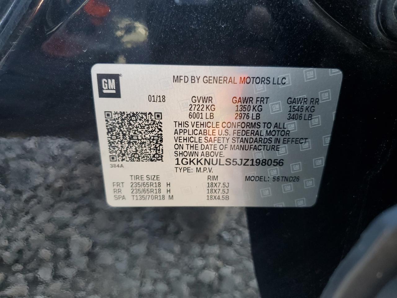 2018 GMC Acadia Slt-1 VIN: 1GKKNULS5JZ198056 Lot: 86324115