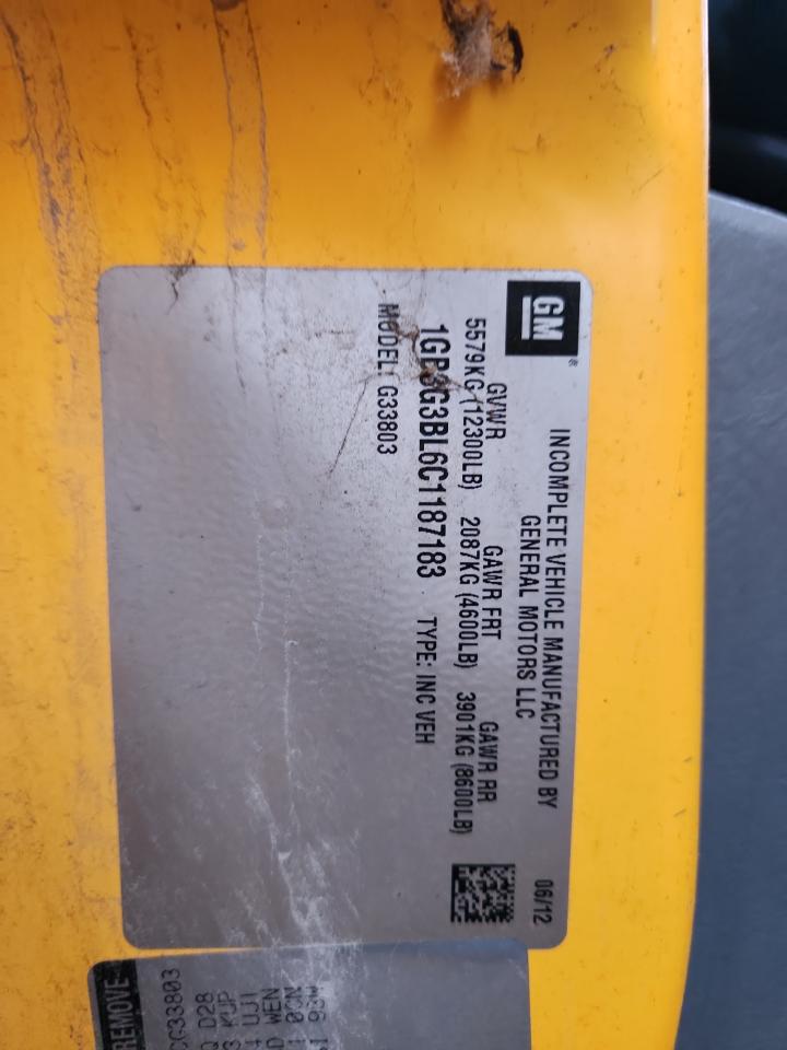 2012 Collins Bantam G3500 - School Bus VIN: 1GB3G3BL6C1187183 Lot: 86536695