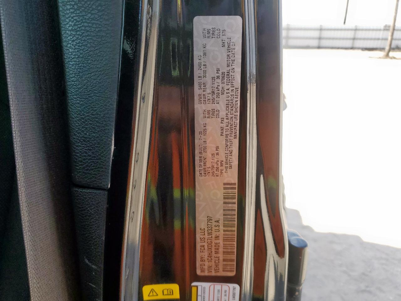 2020 Jeep Wrangler Unlimited Sport VIN: 1C4HJXDG7LW337797 Lot: 84811515