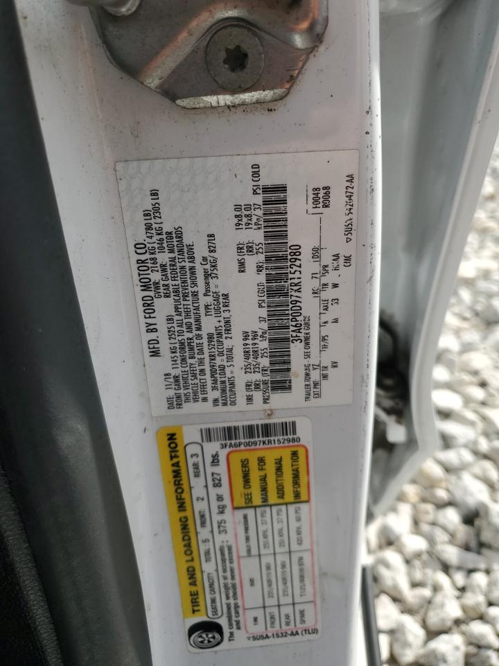 2019 Ford Fusion Titanium VIN: 3FA6P0D97KR152980 Lot: 82175185