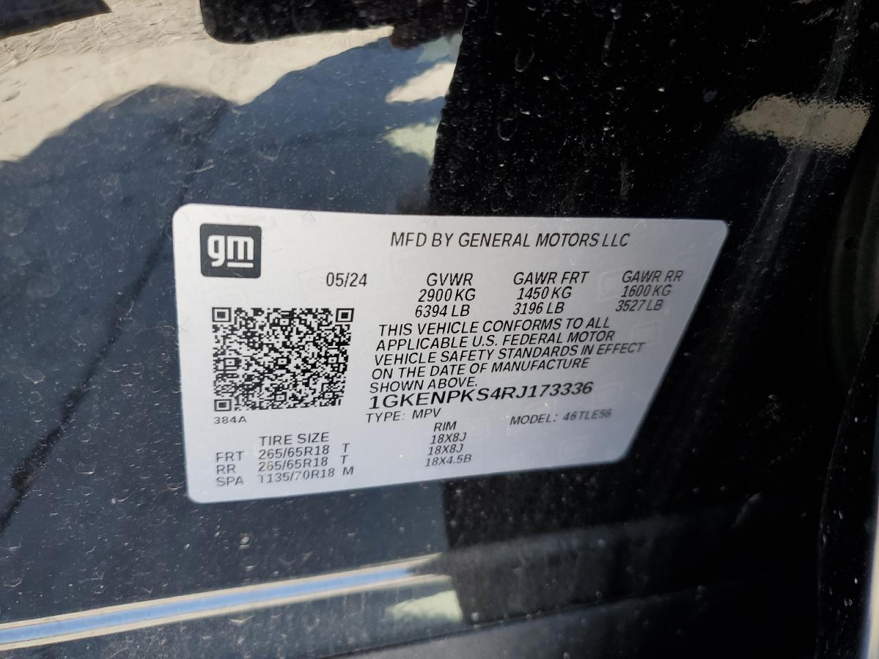 2024 GMC Acadia At4 VIN: 1GKENPKS4RJ173336 Lot: 85859575