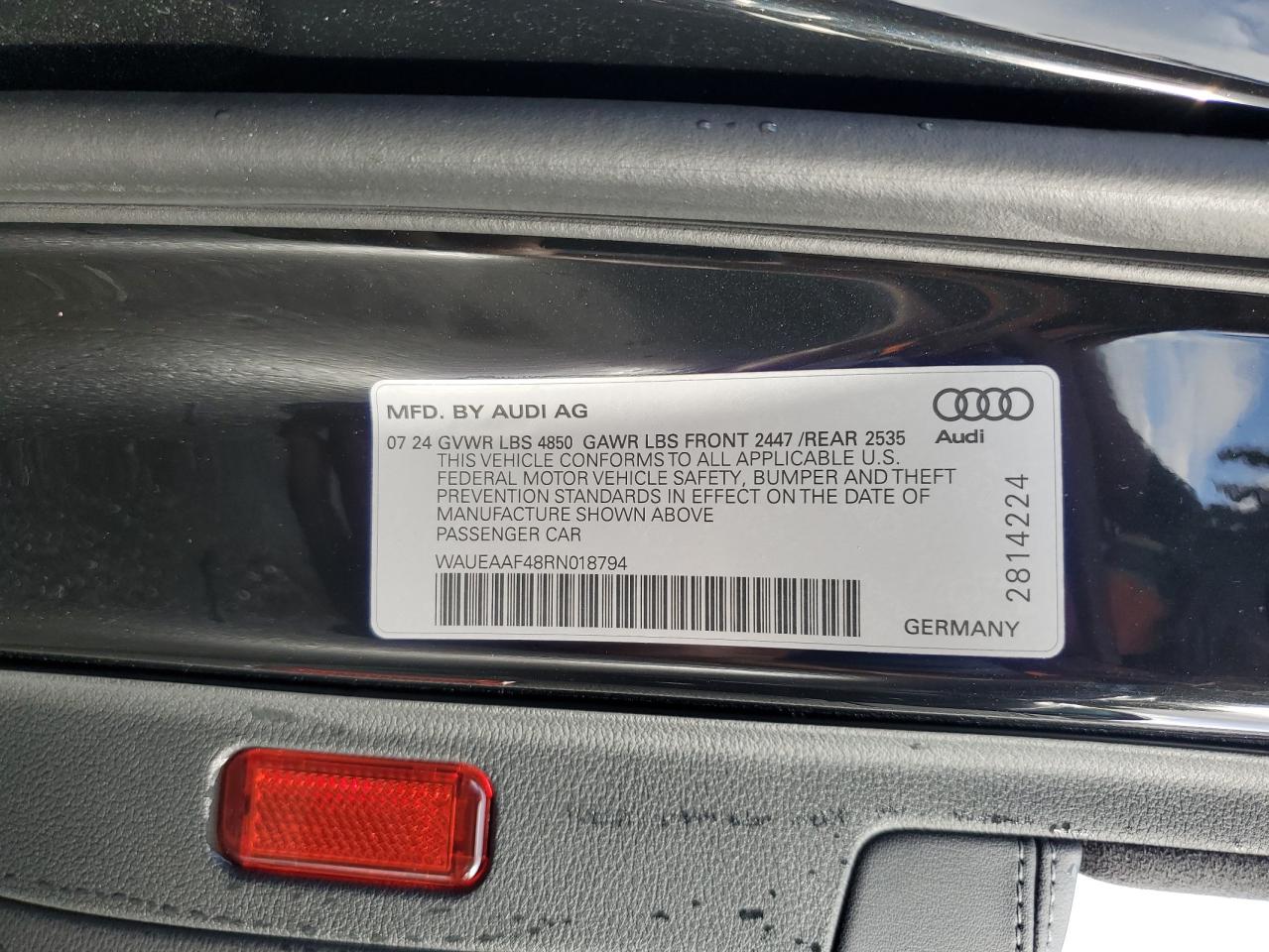 2024 Audi A4 Premium Plus 45 VIN: WAUEAAF48RN018794 Lot: 90254885