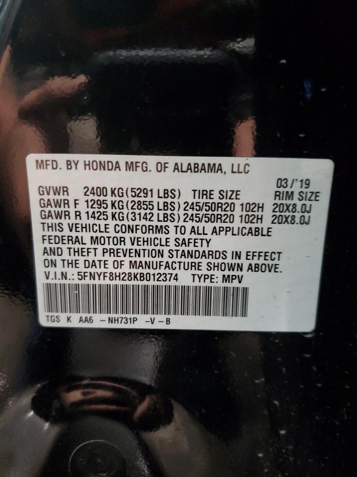 2019 Honda Passport Sport VIN: 5FNYF8H28KB012374 Lot: 87403785