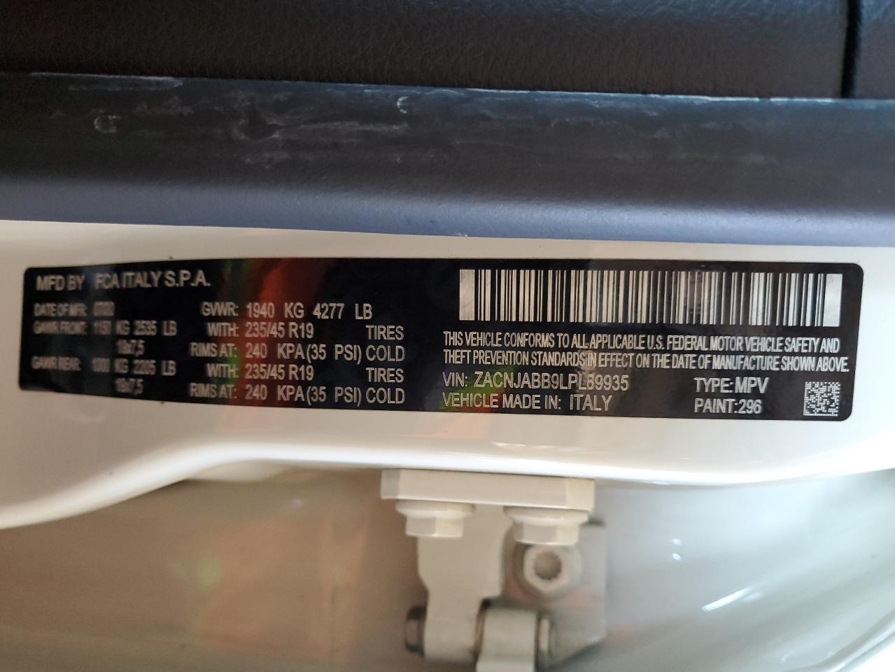 2020 Jeep Renegade Latitude VIN: ZACNJABB9LPL89935 Lot: 86842215