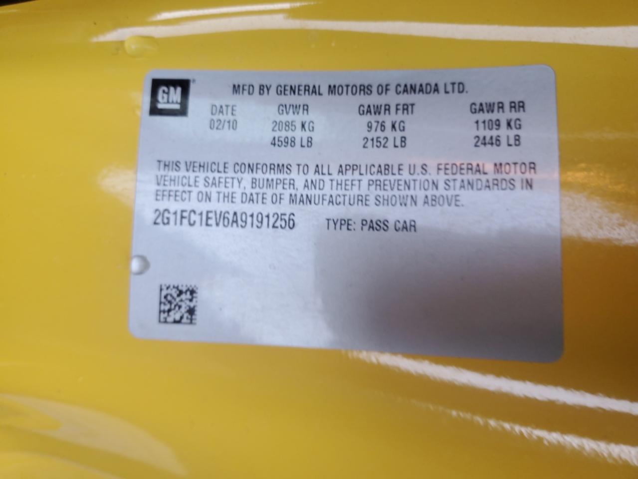 2010 Chevrolet Camaro Lt VIN: 2G1FC1EV6A9191256 Lot: 86854405