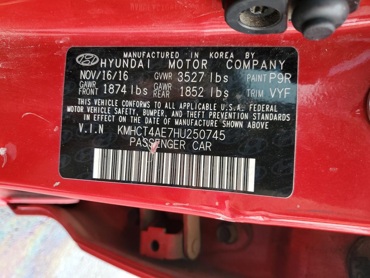 2017 Hyundai Accent Se VIN: KMHCT4AE7HU250745 Lot: 82449555