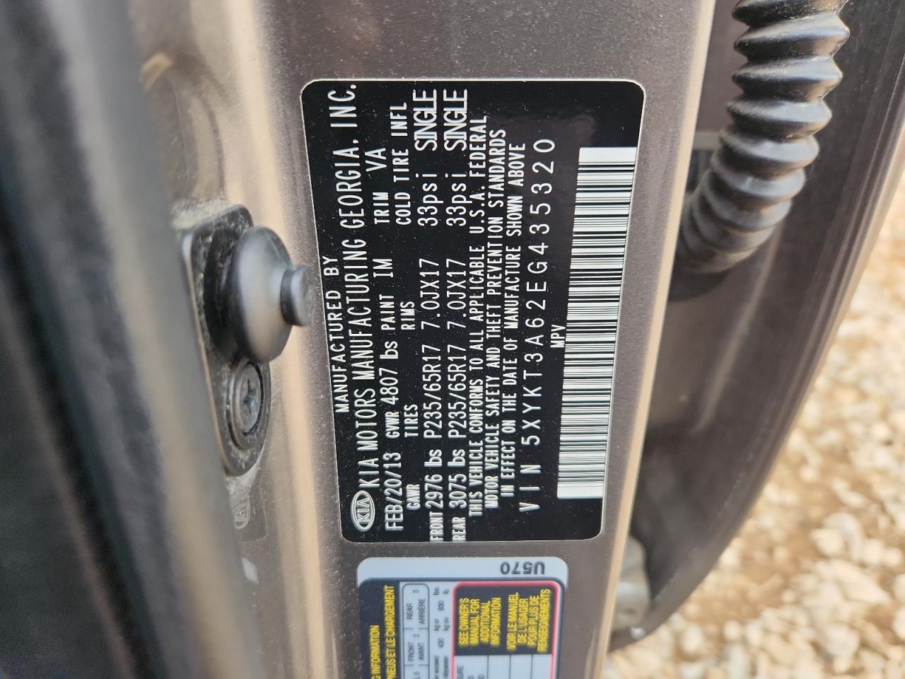 2014 Kia Sorento Lx VIN: 5XYKT3A62EG435320 Lot: 85280335