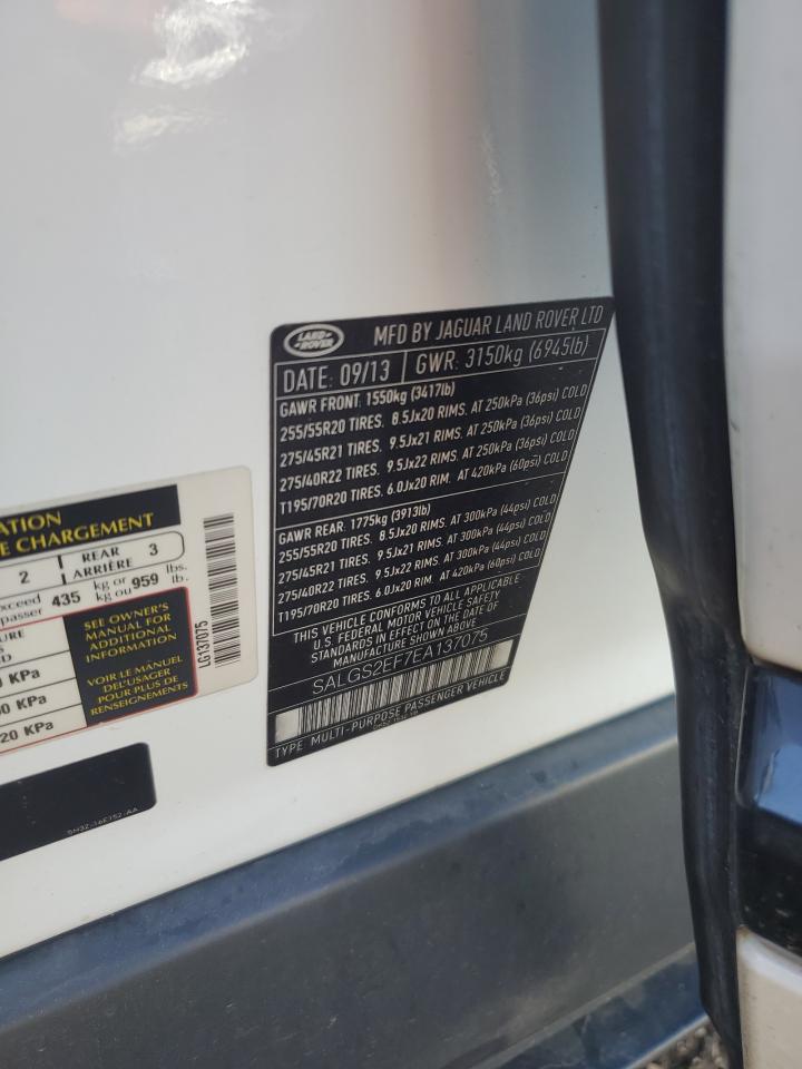 2014 Land Rover Range Rover Supercharged VIN: SALGS2EF7EA137075 Lot: 87413695