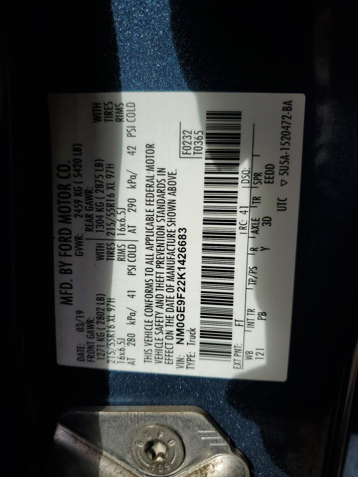 2019 Ford Transit Connect Xlt VIN: NM0GE9F22K1426683 Lot: 84755005