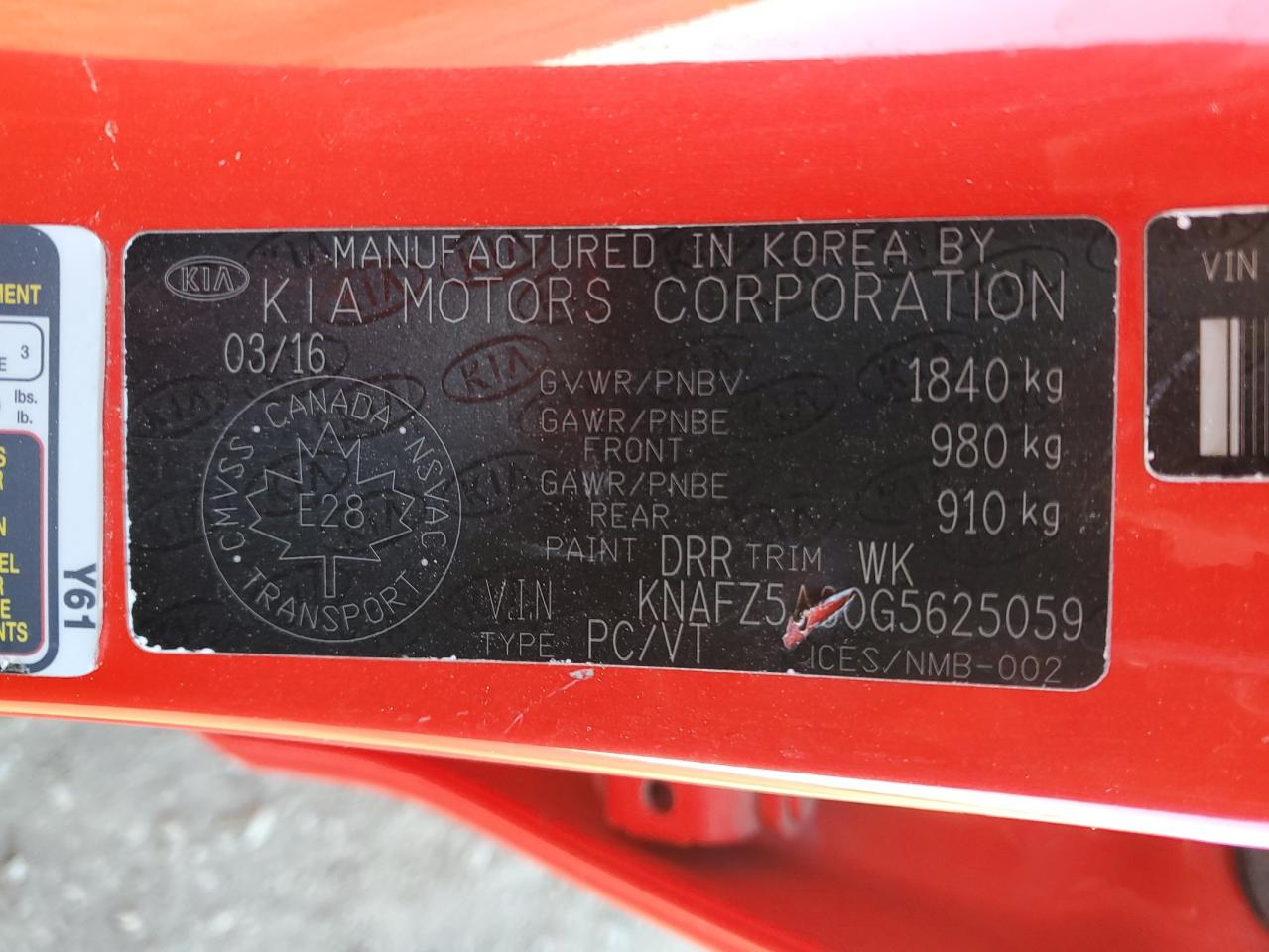 2016 Kia Forte Sx VIN: KNAFZ5A30G5625059 Lot: 87019935