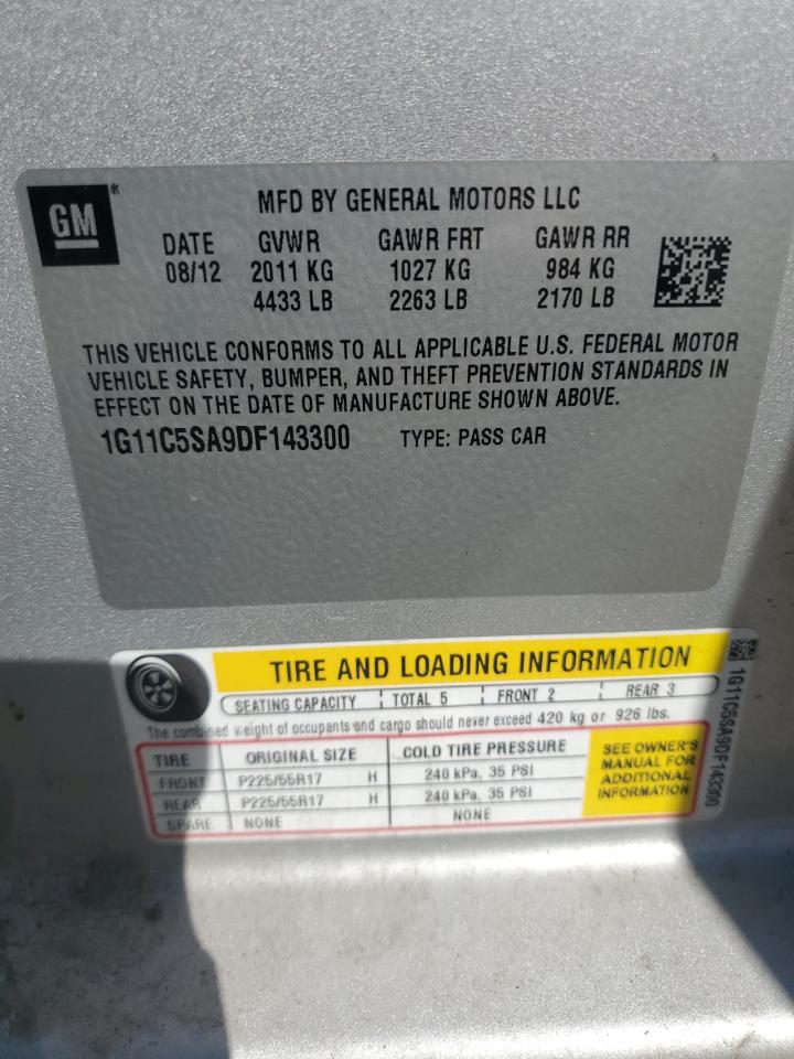 2013 Chevrolet Malibu 1Lt VIN: 1G11C5SA9DF143300 Lot: 86139755