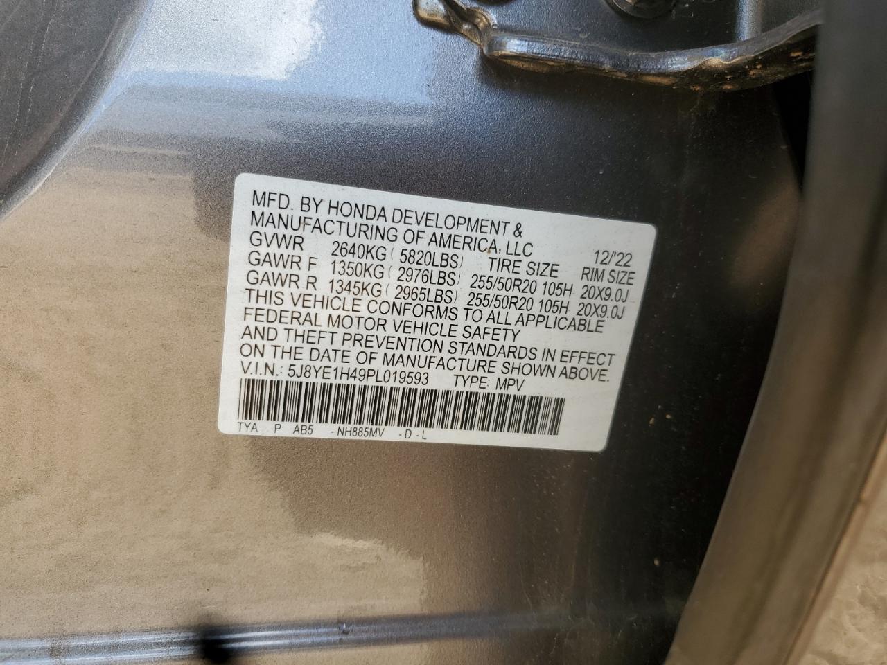 2023 Acura Mdx Technology VIN: 5J8YE1H49PL019593 Lot: 90920365