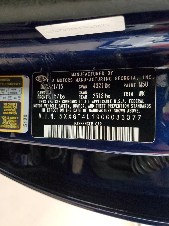 2016 Kia Optima Lx VIN: 5XXGT4L19GG033377 Lot: 82367285