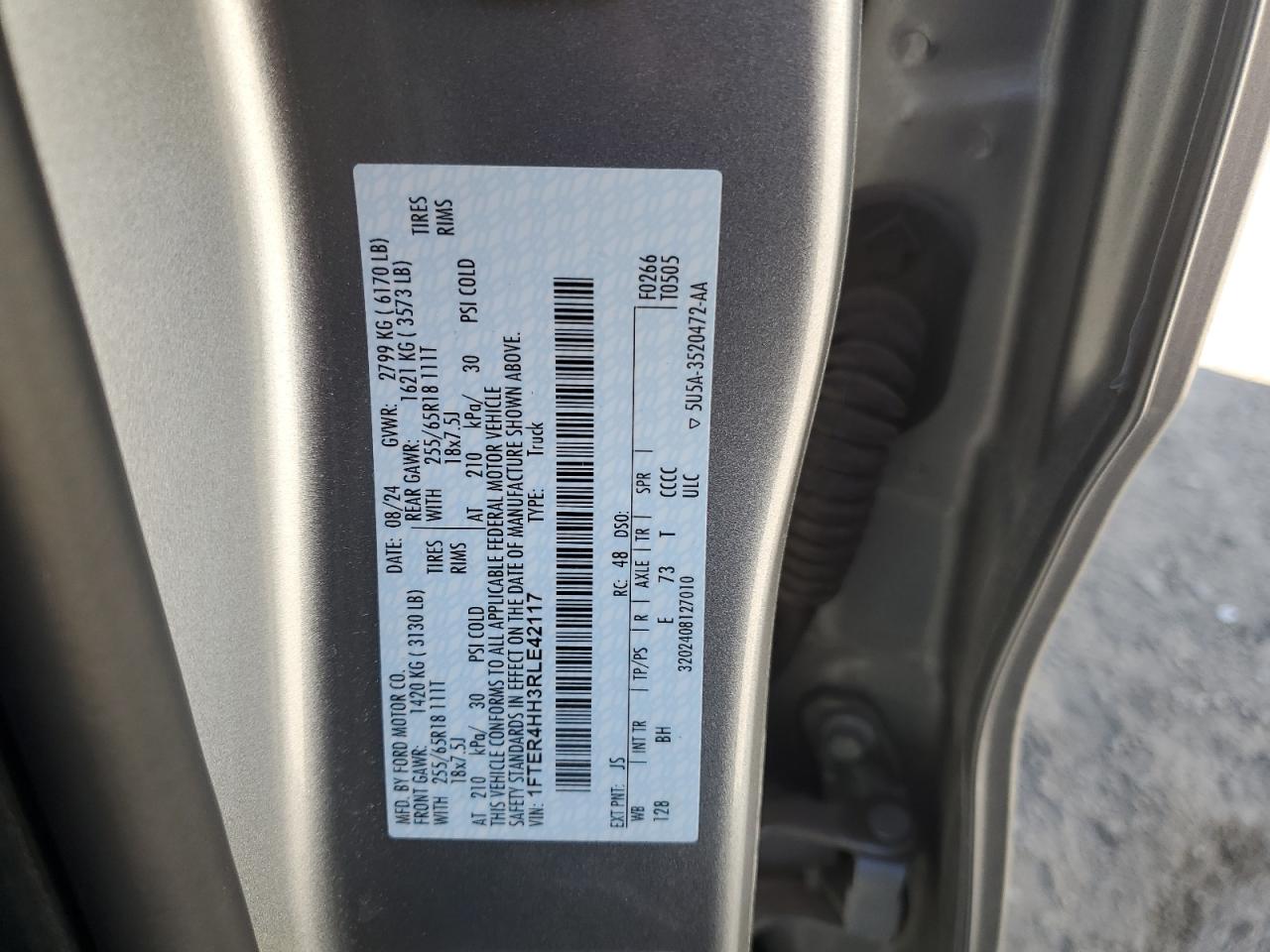2024 Ford Ranger Xlt VIN: 1FTER4HH3RLE42117 Lot: 82330775