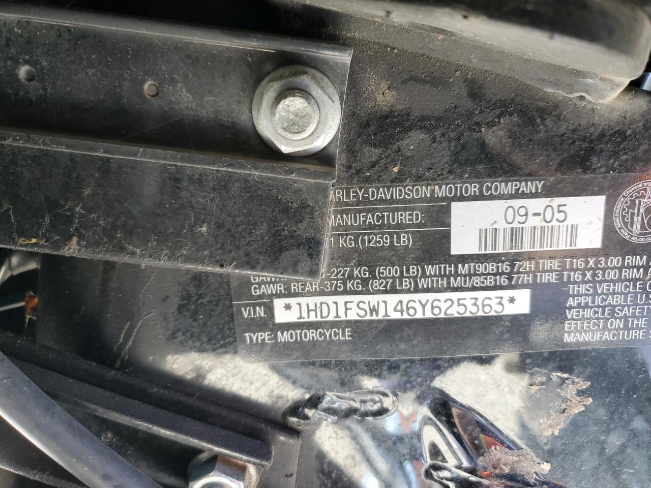 2006 Harley-Davidson Fltri VIN: 1HD1FSW146Y625363 Lot: 81977925