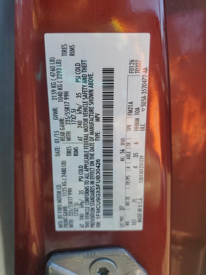 2015 Ford Escape Se VIN: 1FMCU9GX5FUB30426 Lot: 90353475