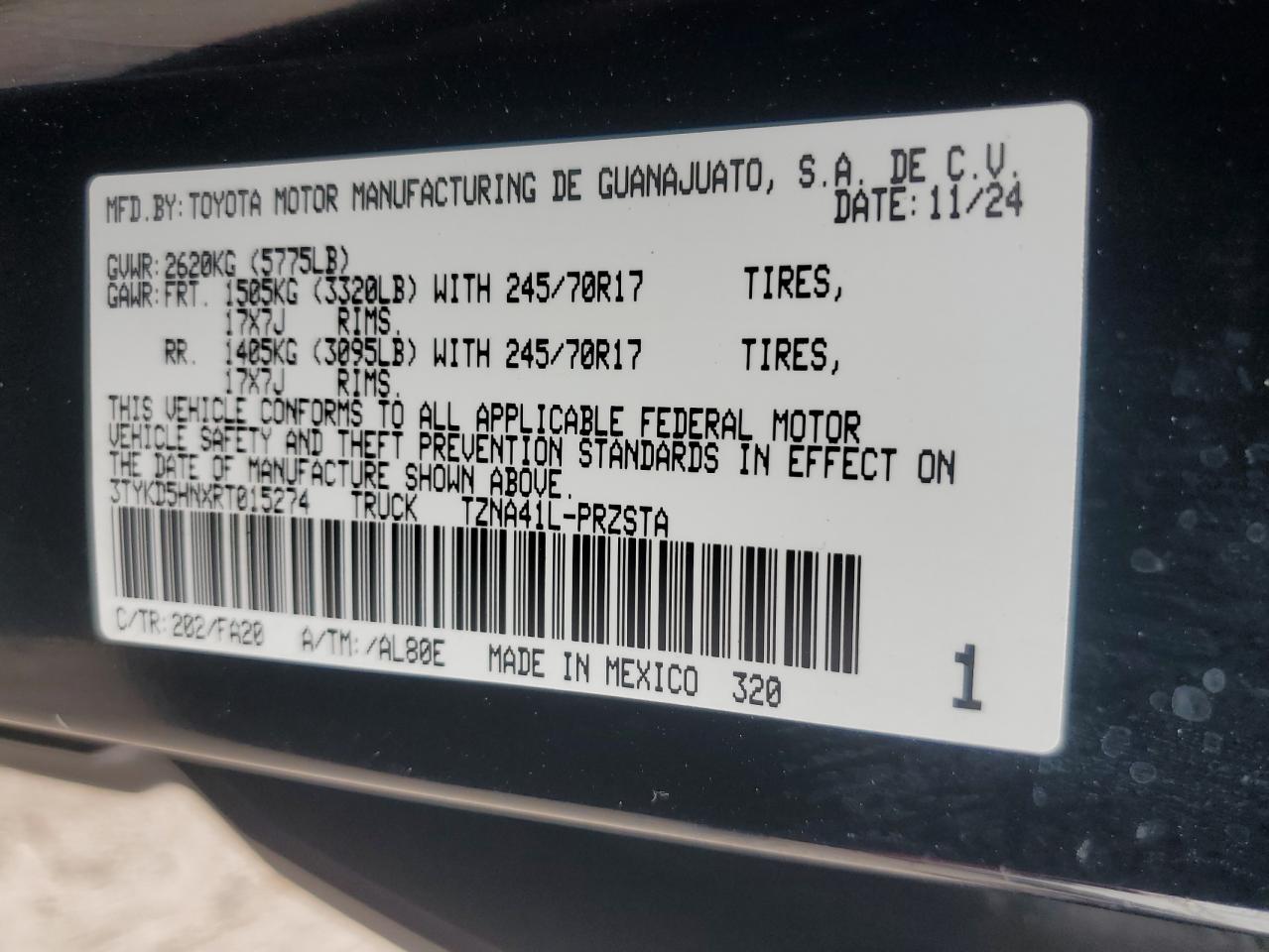 2024 Toyota Tacoma Double Cab VIN: 3TYKD5HNXRT015274 Lot: 89548525