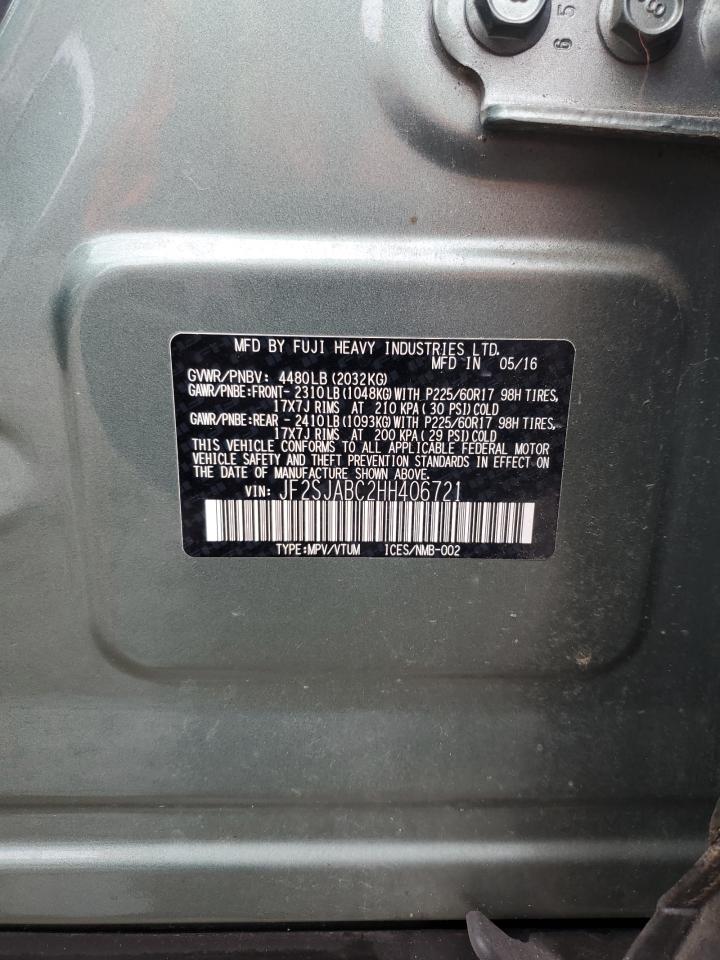 2017 Subaru Forester 2.5I VIN: JF2SJABC2HH406721 Lot: 85715985
