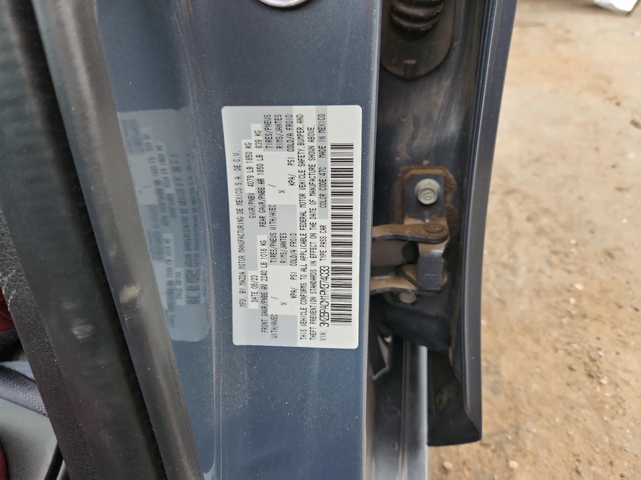 2023 Mazda 3 Preferred VIN: 3MZBPACM1PM374033 Lot: 89721205