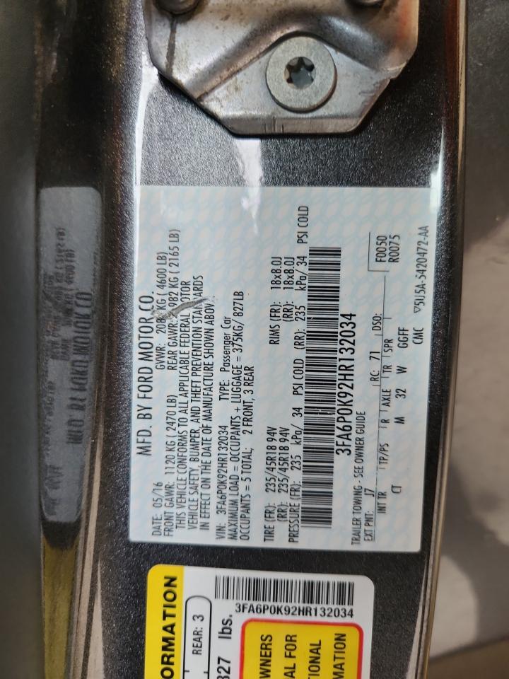 2017 Ford Fusion Titanium VIN: 3FA6P0K92HR132034 Lot: 87193115