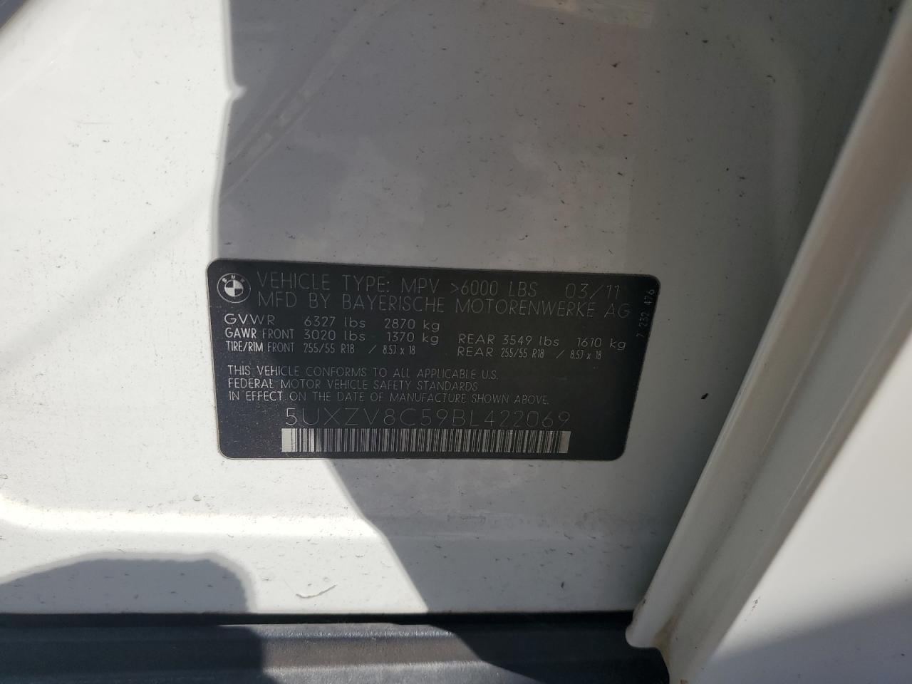 2011 BMW X5 xDrive50I VIN: 5UXZV8C59BL422069 Lot: 89875705